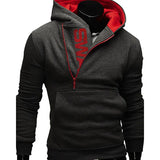 Nukty Men's Hoodies Long Sleeve Sweatshirts for Men Zipper Hooded Pullover High Neck Mens Sweatshirt Top Jacket Coat Black Sweater