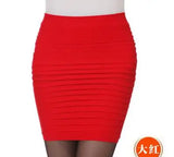 Nukty Fashion Bodycon Skirts Women's Summer Autumn Bottom Elastic Short Skirts For Office Lady Solid Color Draped Slim Mini Skirt