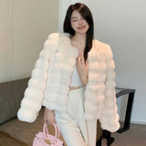 Nukty Winter Fashion Faux Fur Coat Women Korea Fashion Warm Feather Coats Cardigan Short Outercoat Lady Party Elegant Outfits New