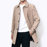 Nukty Spring Autumn Men Long Coat Windbreaker Casual Loose Design Solid Color Trench Men Fashion Korean Style Mens Jackets Outerwear