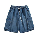 Nukty Summer Men Denim Short Streetwear Vintage Korean Harajuku Pocket Jeans Shorts Hip Hop Cargo Pants Oversized Bottoms Male Clothes