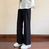 Nukty Summer Black Suit Pants Men Fashion Social Mens Dress Pants Korean Loose Bell-bottoms Pants Men Mens Office Formal Trousers