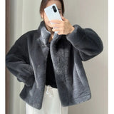 Nukty Golden Mink Cashmere Fur One-Piece Fur Women Korean Style Short Coat Winter Thickened High Quality Women's Clothing