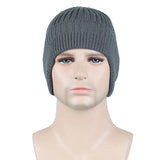 Nukty Solid Knitted Hat Winter Imitation Rabbit Fleece Hats for Men Warm Ear Caps Autumn Beanie Hat Men's Winter Cap