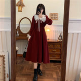 Nukty New Vintage Shirt Dress Women Autumn Spring Long Sleeve Robe Kawaii Lolita Elegant Midi Dresses Korean Fashion Vestido платье