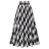 Nukty Women Skirts Leather High Waist Vintage Renaissance Swing Skirt Elastic Ankle Length Maxi Skirt Smocked Back Waistline Skirts