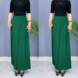 Nukty Office Lady's Loose Elegant Chic Thin Wide Leg Pants Summer Fashion Trend Trousers All-Match Women's Pants With Pockets Buttons