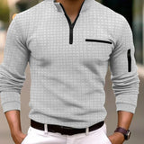 Nukty New Spring and Autumn Men's Checkerboard Checkered POLO Shirt Zip-up Collar Sports Polo Shirt