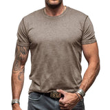 Nukty Summer Classic Men's Round Neck Men T -shirt Solid Color American Outdoor Male Tops Tees Clothes