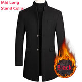 Nukty New Extra Long Wool Trench Coat Male Winter Brand Mens Cashmere Coat Slim Fit Woolen Peacoat Windbreaker Manteau Homme 4XL