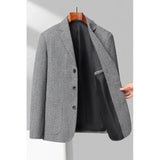 Nukty Mens Blazer Fashion Business Handsome Gentleman Korean Version of British Style Leisure Slim Solid Color Wedding Work Blazer