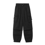 Nukty Elastic Waist Big Pocket Cargo Pants Men Streetwear Spring Autumn Wide Leg Joggers Solid Color Oversize Baggy Pants Women