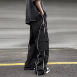 Nukty Oversized Black Sweatpants Men Side Stripe Basic Cargo Pants Lady Y2K Streetwear Baggy Jogger Men Women Casual Korean Fashion