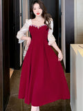 Nukty Satin Luxury Elegant Dress for Wedding Women Spring Autumn Long Sleeve Bodycon Dress Korean Vintage Party Dress