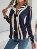 Nukty Elegant Striped Women's Shirt Autumn Puff Long Sleeve Tops Youth Black Shirts & Blouses Casual Button Blouse New Collection