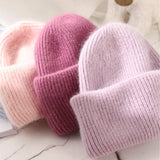 Nukty High Quality Thickened Knitted Beanies Hat Women Men Skiing Gorras Winter Rabbit hair Warm Wool Caps Ear Windproof Cycling Hats