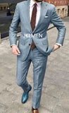 Nukty Men's Suit   Handsome Casual 2 Piece Suit For Men Wedding Tuxedos Notched Lapel Groomsmen  Business  Prom Blazer