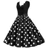 Nukty Womens Retro Summer Dresses Robe Vintage Pinup 1950s 60s Rockabilly Sexy V-Neck Polka Dot Print Party Dress Vestido S-3XL