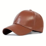 Nukty PU Leather Solid Color Baseball Caps Spring and Autumn Outdoor Adjustable Casual Hats Sunscreen Hat