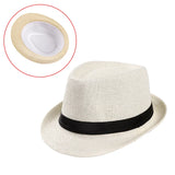 Nukty Unisex Hat Men Women Fedora Trilby Wide Brim Straw Cap Beach Sun Gentleman Adlut