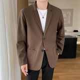 Nukty WELL DRESSED MEN Shoulder Padded Blazer Men Slim Fit Fashion Social Mens Dress Jacket Korean Casual Suit Jacket Mens Office Formal Jackets Coat