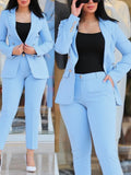 Nukty business casual outfits Elegant Office Lady Two Piece Sets Autumn Winter Women Fashion Notched Neck Long Sleeve Blazer & High Waist Work Pants Suit