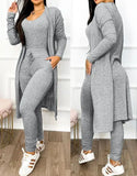 Nukty Autumn Women's New Drawstring Pocket Design Jumpsuit & Coat Set Temperament Commuting Women Fashion Suit Sets Two Piece Outfits