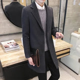 Nukty Men's Long Coat Autumn/Winter New Fashion Business Slim Fit Men's Long Coat High Quality Solid Color Casual Men's Clothing