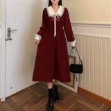 Nukty New Vintage Shirt Dress Women Autumn Spring Long Sleeve Robe Kawaii Lolita Elegant Midi Dresses Korean Fashion Vestido платье