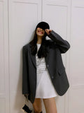 Nukty Black Long Sleeved Suit Jacket For Women's Fashion Korean Back Split Office Lady Blazer Coat 2024 Spring Autumn Jacket Coat
