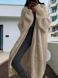 Nukty Women Pockets Sweater Cardigan Kintted Jacket Spring Autumn Crochet Loose Long Winter Maxi Warm Jumper Coat Cardigans