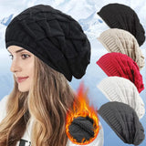 Nukty Winter Knitted Beanies Hat for Women Baggy Slouchy Solid Wool Cap Fashion Outdoor Warm Bonnet Hoods Female Snow Ski Warmer Gorra