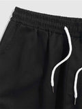 Nukty Men's Cargo Pant Solid Mid-waist Elastic Tooling Trousers Techwear Sweatpants with Flap Pocket Drawstring Beam Feet Pants