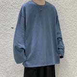 Nukty Loose Sweatshirts Men Solid T Shirt Neutral Streetwear Fashion Women Korean Clothes Cotton Pullover Long Sleeve T-shirts Man