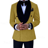 Nukty Luxury Red Glitter Suits Men Groom Wedding Tuxedo Double Breasted Blazer Formal Evening Party Prom Dress 2 Pieces Set