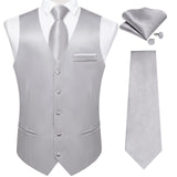 Nukty Black Satin Vest with Luxury Necktie Pocket Square Cufflinks for Man Wedding Fashion Classic Men's Business Tuxedo Waistcoats