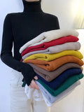 Nukty New Women Pullover Turtleneck Sweater Autumn Long Sleeve Slim Elastic Korean Simple Basic Cheap Jumper Solid Color Top