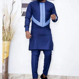 Nukty Summer African Men's Traditional Elegant Suits Outfit Dashiki 2Pcs Shirt & Pants Full Set Designer Clothes Abaya Brand Costume