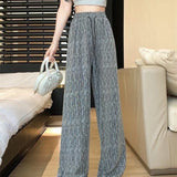 Nukty Party Casual Women's Long Pant Elegant Retro Drawstring Club High Street Diamond Elastic Waist Wide Leg Pants Women's Trousers