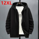 Nukty Big Size Fleece Hooded Cardigan Men's Autumn Winter Trendy Fashion Jacket plus Size Hoodie  12XL 10XL Large Size  Men Clothing