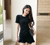 Nukty Clothing Shirt Female Dresses Bandage Women's Dress Ruffle Short Mini Tshirts One-piece Chic and Elegant Pretty Hot Loose X