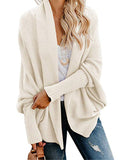 Nukty Casual Batwing Sleeves Loose Solid Color Cardigan Tops