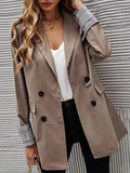 Nukty Long Sleeves Loose Buttoned Pockets Split-Joint Notched Collar Blazer Outerwear