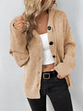 Nukty Wrap Buttoned Hooded Solid Color Cardigan