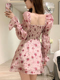 Nukty party look inspos 2025 Summer Elegant Floral Dress Women Lace Kawaii Clothing Y2k Mini Dress Female Beach Style Party One Piece Dress Korean Chic