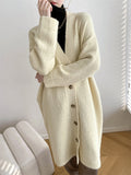 Nukty Urban Loose Solid Color Thick Thread Knitting Cardigan Coats