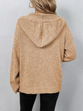 Nukty Wrap Buttoned Hooded Solid Color Cardigan