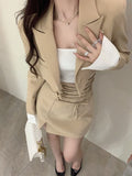 Nukty party look inspos 2 Piece Dress Set Women Casual Y2k Crop Tops Elegant Jacket Coats + Mini Skirts Korean Fashion Suits 2024 Spring Blazers Dress