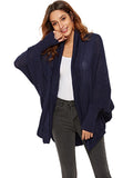 Nukty Casual Batwing Sleeves Loose Solid Color Cardigan Tops