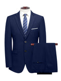 Nukty 2pcs Men's Suit Fashion Set Jacket Suit and Trousers Elegant Business Casual Banquet Party